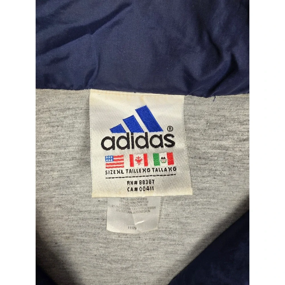 Vintage Adidas Windbreaker Jacket Mens XL Blue 3-Stripe Full Zip Lined Y2K *Read